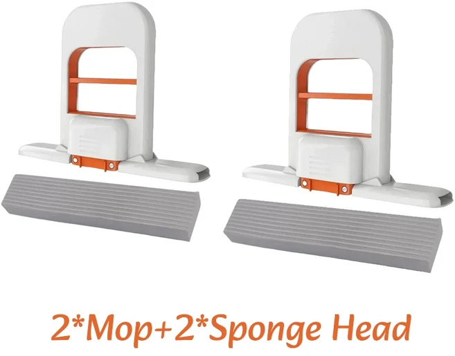 미니 접이식 스펀지 자동 압착 데스크탑 내구성 다기능 청소 도구 가정용 욕실 주방 테이블, 02 2Mop and 2Head