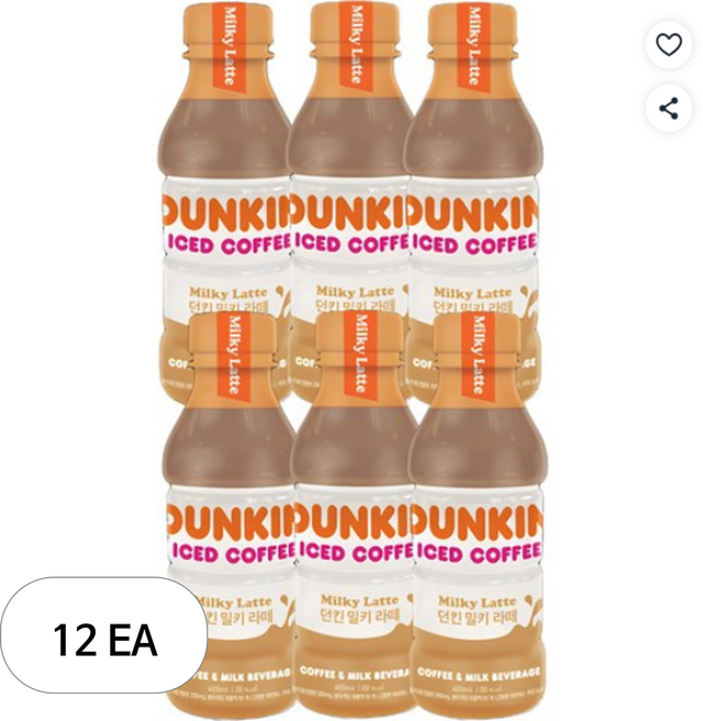 던킨도너츠 커피 밀키라떼, 400ml, 12개