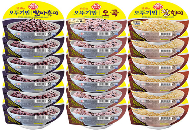 맛있는 오뚜기밥 오곡 210g*6개 + 맛있는 오뚜기밥 발아흑미 210g*6개 + 맛있는 오뚜기밥 찰현미 210g*6개, 18개, 210g