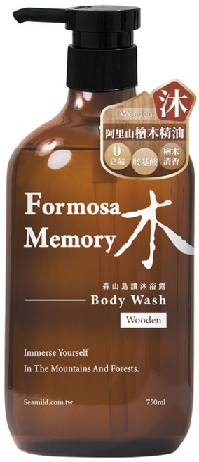 Formosa Memory 檜木沐浴露 台灣阿里山檜木精油 無皂鹼胺基酸 保濕溫和, 1個, 750ml