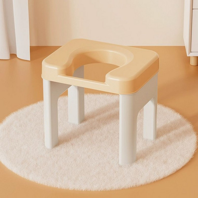 구멍 뚫린 의자 접이식 간이 변기 가정용 좌욕 어르신, 연노랑 34cm, 1개