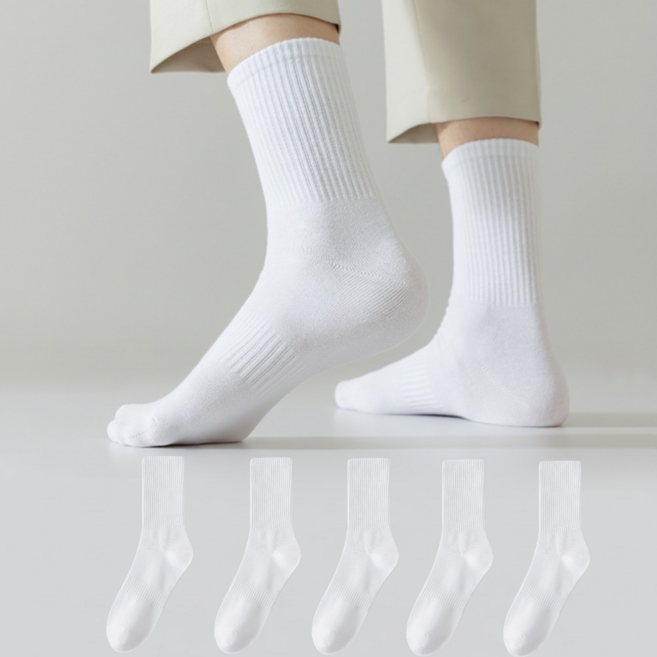 [5켤레] 프리미엄 코마사 무지양말 남성여성용 중목 데일리 스포츠 사계절 양말