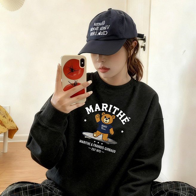 HOMASS 맨투맨 풀오버 맨투맨 라운드 귀여워요 세미 오버핏 상의 남녀공용 3컬러 M-5XL