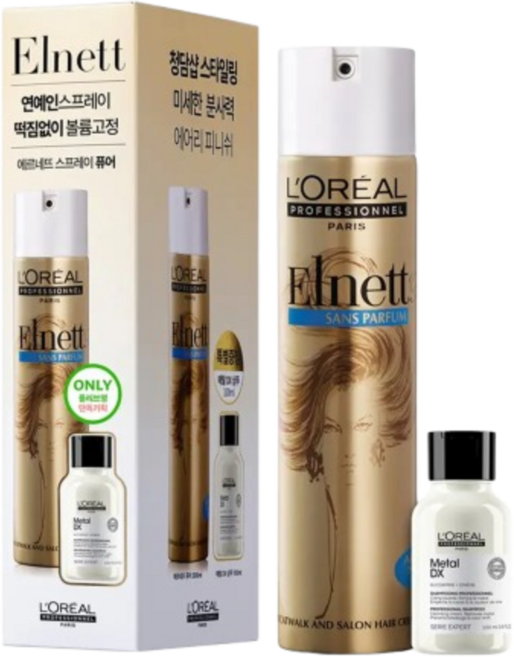 로레알 프로페셔널 에르네뜨 무향 퓨어 볼륨 헤어 스프레이 300ml 기획, 샴푸100ml, 1개