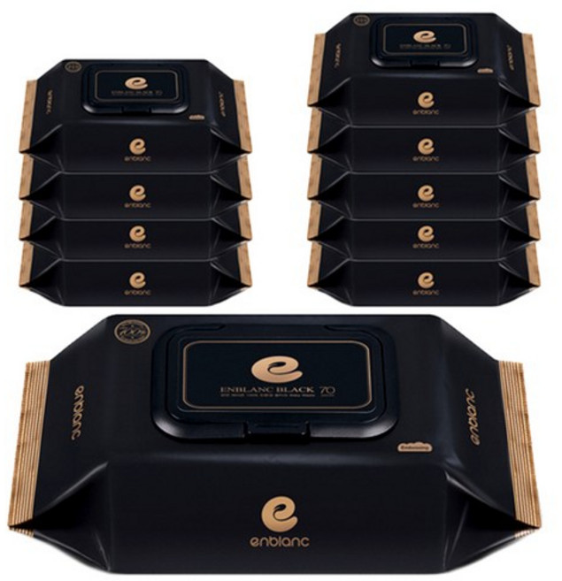 앙블랑 프리미엄 블랙 아기물티슈 캡형, 70개입, 20팩