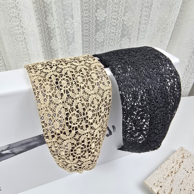 빅 와이드 레이스 넓은 편안한 두건 빗살 귀안아픈 요리 엄마 식당 헤어밴드 머리띠 모자대용