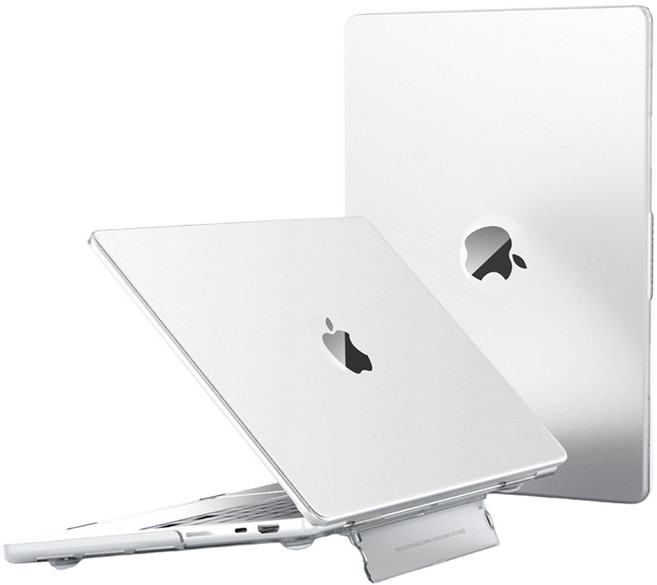 맥북 프로 에어 13.3 13.6 14.2 15 15.3 16 인치M1 M2 M3 M4 M5 반투명 매트 지문방지 거치대 하드 케이스, 반투명 화이트, 1개