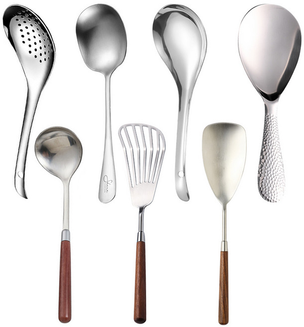 투데이리빙 스텐 다용도 조리 도구 세트 뒤집개 + 구멍 뒤집개 + 국자 + 멀티 스푼 + 스키머 + 서빙 스푼 + 주걱 포함 7종 패키지 걸이형 키친 용품, 1세트, 실버, R98437S(7개입