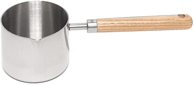 토탈하우스 윌로우 코카코 스텐레스 계량국자 중 300ml 우드손잡이 계량컵 나무손잡이 소스국자 베이킹계량컵 6553, 1개