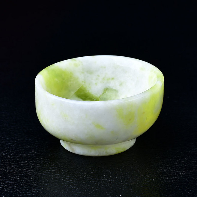 1PC 천연 크리스탈 옥 그릇 컵 콜리플라워 화이트 석영 컵-디가우징 홈 장식, [02] Cauliflower Jade