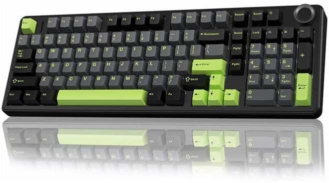 AULA F99 프로 3모드 커스텀 유무선 기계식 키보드 RGB 버전, 블랙 + 그레이 + 그린, 회목축 V3, 제조사축