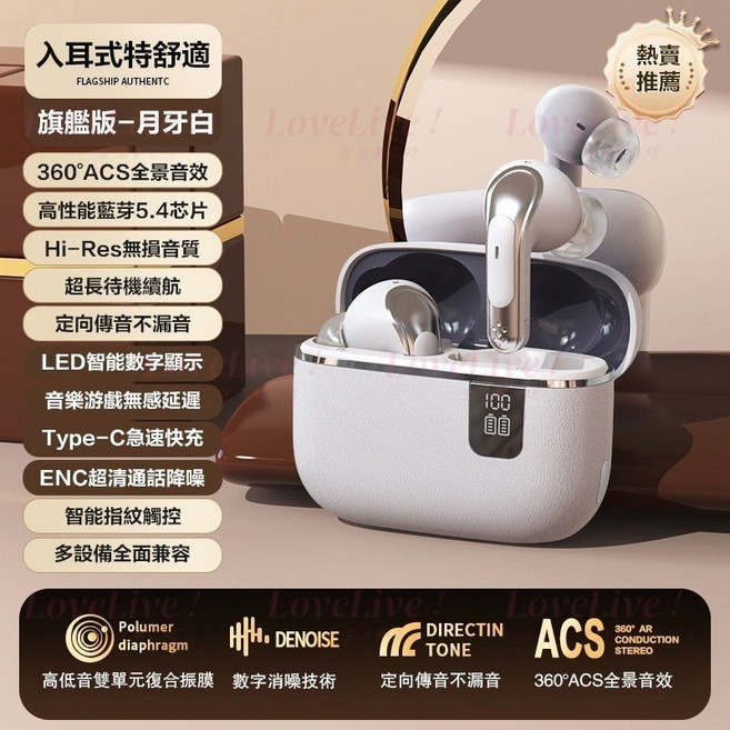 無線藍芽耳機 AI降噪 復古相機造型 入耳式 重低音 運動, 旗艦版月牙白【入耳式+久戴不痛超長續航】, 月牙白, N/A