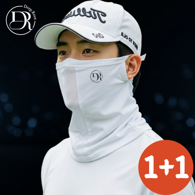 딥루트 자외선차단 골프마스크 멀티스카프 햇빛가리개, 화이트+화이트, 1세트