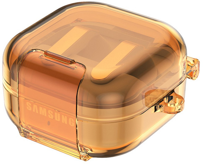 더조은셀러 에어스킨 플립 스탠딩 거치 잠금 케이스 갤럭시 버즈4 버즈4 프로 호환, 1개, 오렌지, 갤럭시 버즈4/4프로