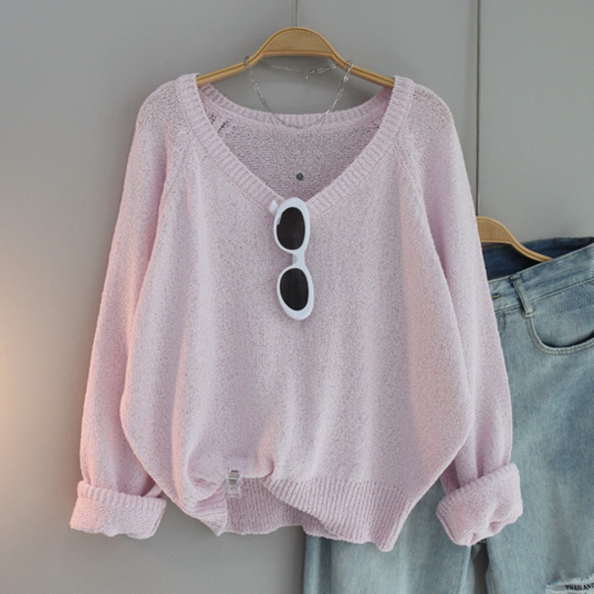 달콩 여성 모모브이넥루즈핏니트