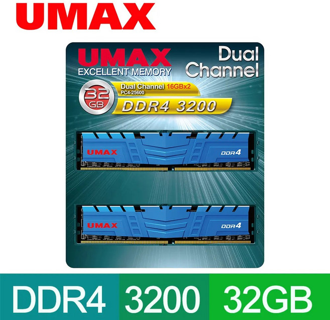 UMAX DDR4 3200 32GB(16GBX2) 桌上型記憶體, 1個