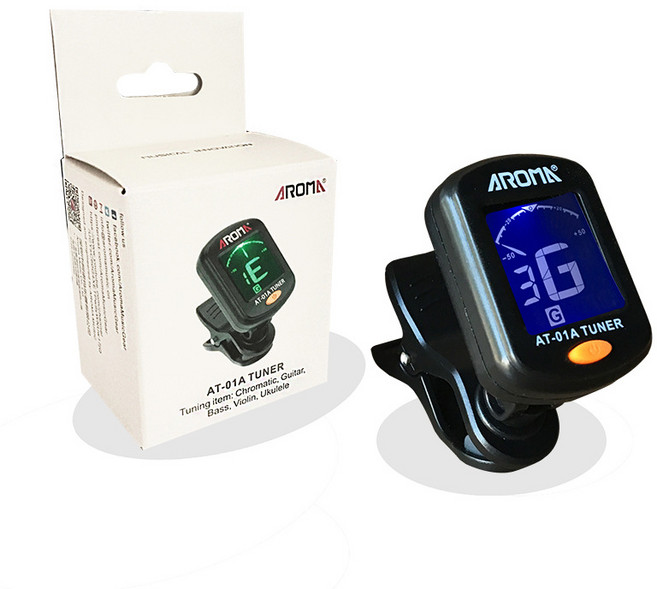 AROMA AT-01A 夾式調音器 適用吉他、電吉他、電貝斯、烏克麗麗、小提琴, 1個