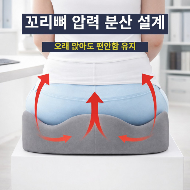 후랩 프리미엄 고밀도 메모리폼 도넛방석 자세교정 쿠션, 그레이