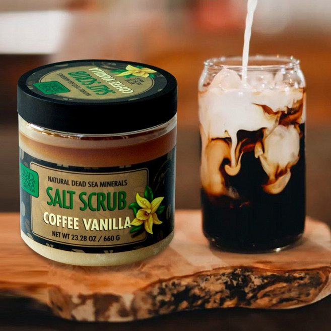 이스라엘 사해소금 커피 바닐라 바디스크럽 660g 각질제거 스파 목욕, 1