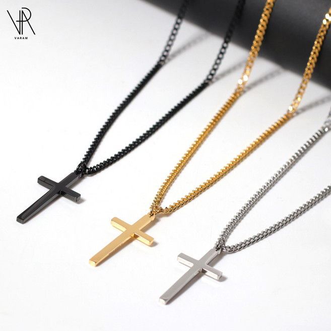 VARAM 써지컬스틸 45mm십자가 체인목걸이