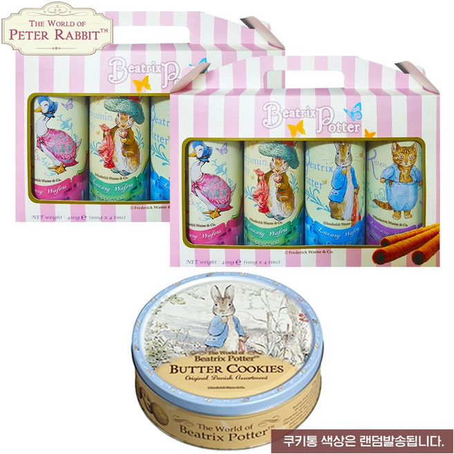 예이니식품 피터래빗 럭셔리 웨이퍼 롤 4입 선물세트 2세트+켈슨 덴마크 데니쉬 버터쿠키454g 1통 (2세트+1통) 새제품한정행사과자크래커웨하스스틱