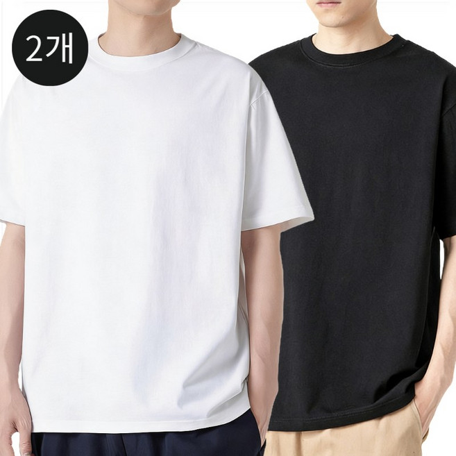 kosarte 남성티셔츠 수피마 코튼 반팔 남자 흰 티셔츠 1+1