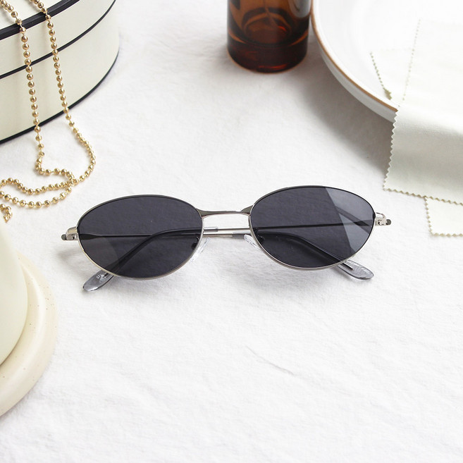 오벌 고글형 가벼운 메탈 UV400 선글라스