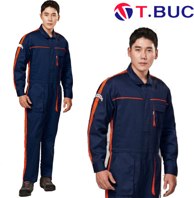 봄 여름 스즈끼복 긴팔 반팔 TB-711 네이비+오렌지 M~4XL 정비복 작업복 정비 복 빅사이즈 티뷰크, 1개