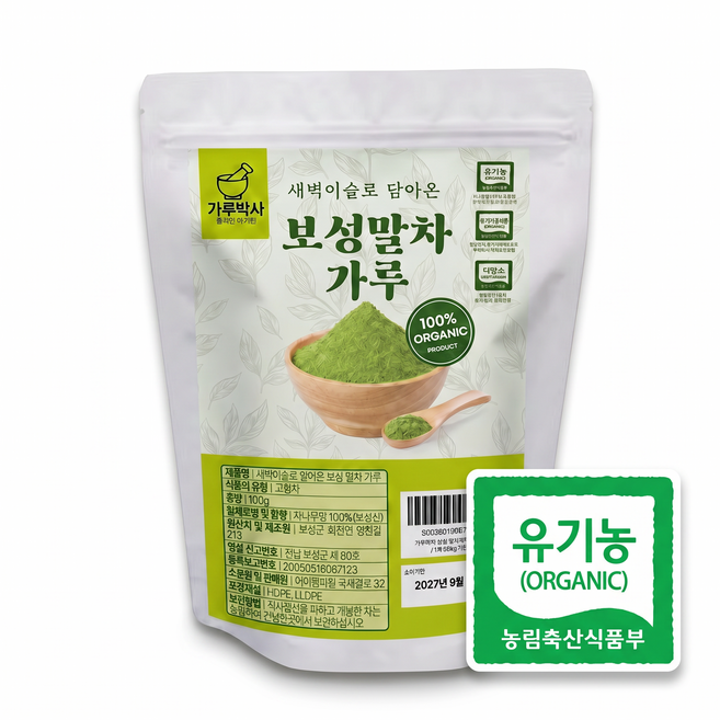 가루박사 보성 말차가루 유기농 100% 지퍼백, 1개, 1개입, 100g