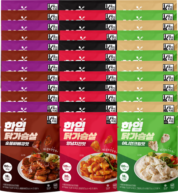 육식토끼 한입 닭가슴살 100g 6종 혼합 36팩, 36개