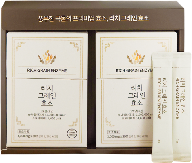 선물세트 리치 그레인 효소 곡물 효소 맛있는 누룽지맛 2박스 총 60포, 2개, 90g