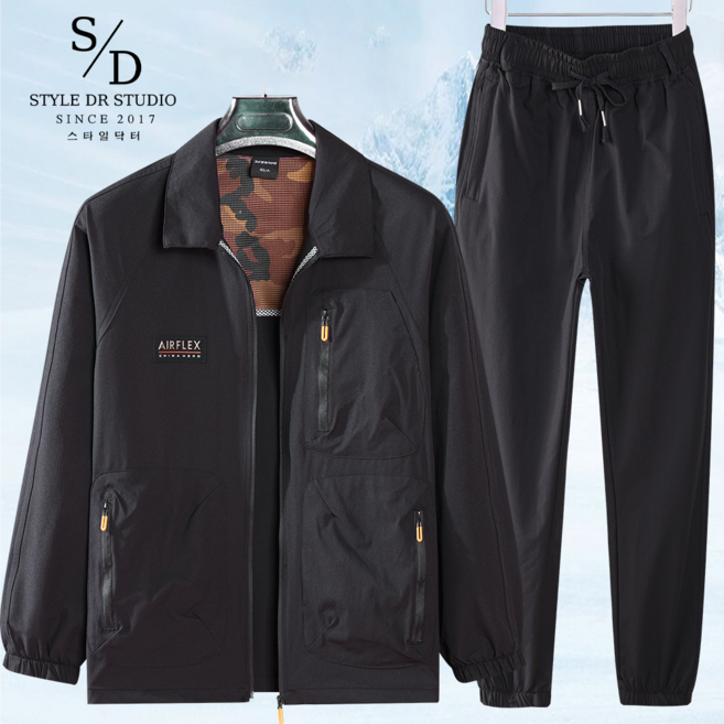 Styledr 남성용 다기능 작업복 등산복 야외 낚시복 스포츠 상하의 세트