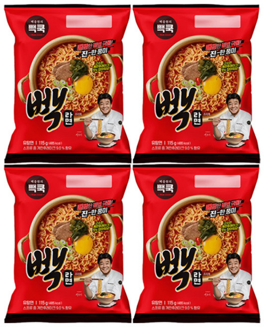 빽쿡 빽라면 115g, 4개