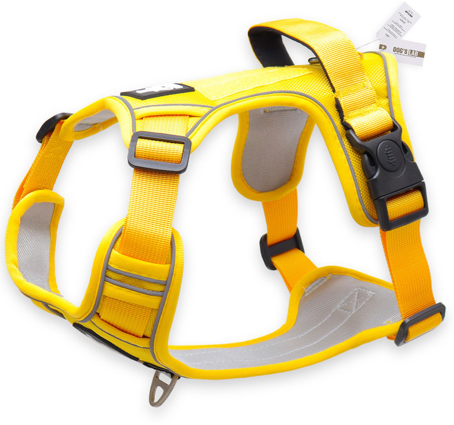 독스랩 강아지 컴포트 앞섬방지 하네스, 옐로우, 1개