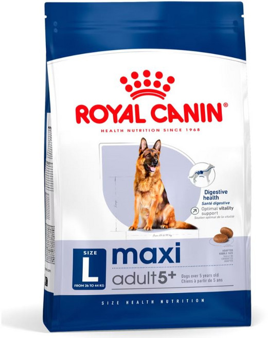 皇家寵物食品 Maxi 成犬5+歲以上大型犬專用飼料 L號 (26-44公斤), 15kg, 1個, 雞肉