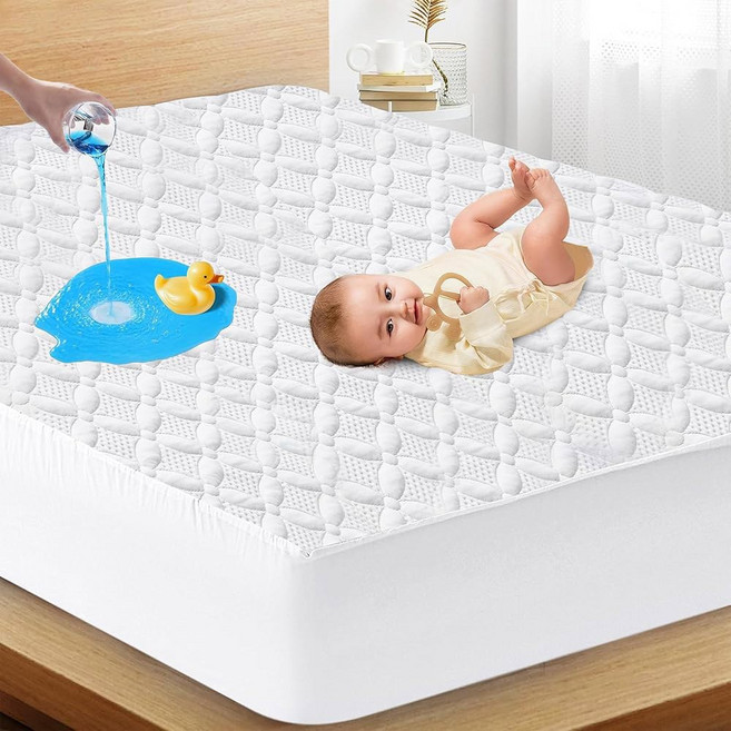 방수 매트리스 프로텍터 트윈 XL 사이즈 대나무 딥 3D 통기성 커버 15.2CM-45.7CM(6-18인치) 세탁기 커버 섬유 포켓 부드러운 케이스
