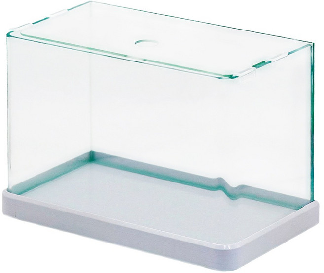 미미네아쿠아 화이트받침 라운드 어항 35 (뚜껑포함), 투명, 1개