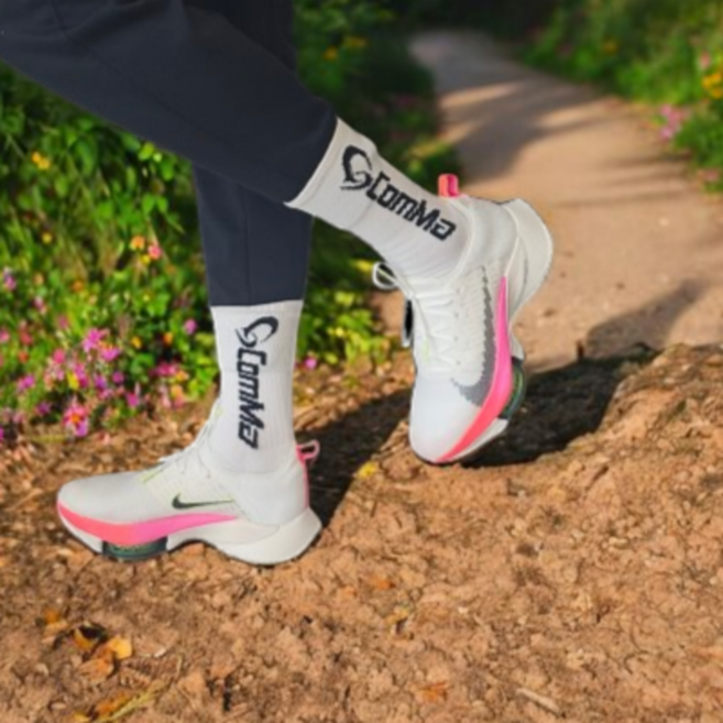 ComMa 러너스 컴포트 삭스 러닝양말 스포츠 헬스 등산 테니스 양말 장목 발목밴딩, 3세트, 화이트