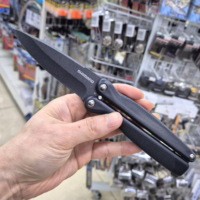 시마노 폴딩나이프 F UB-211W 낚시칼 캠핑칼, 1개, 다크네이비