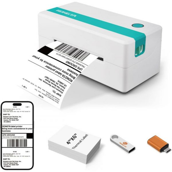 Rongta 택배 운송장 송장 프린터 라벨 출력기 RP421A, White-Bluetooth, 1개