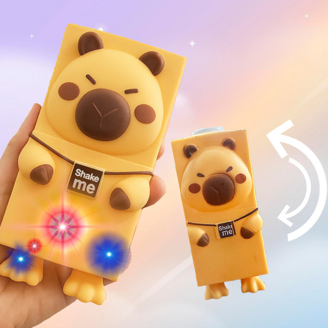 토이랄라(1+1) 카피바라 쉐이커 말랑이 스퀴시 스트레스볼 LED 주물럭 삑삑 사운드