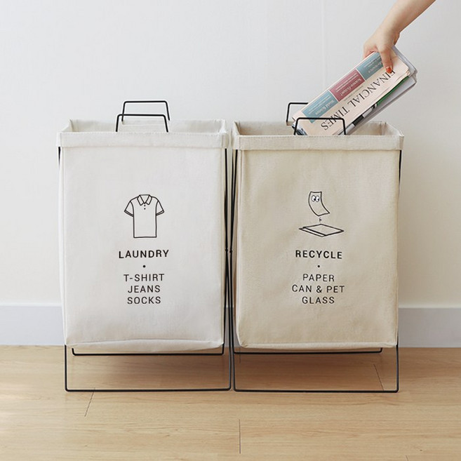 모노블 반전매력 접이식 분리수거함 2P, 베이지, 그레이