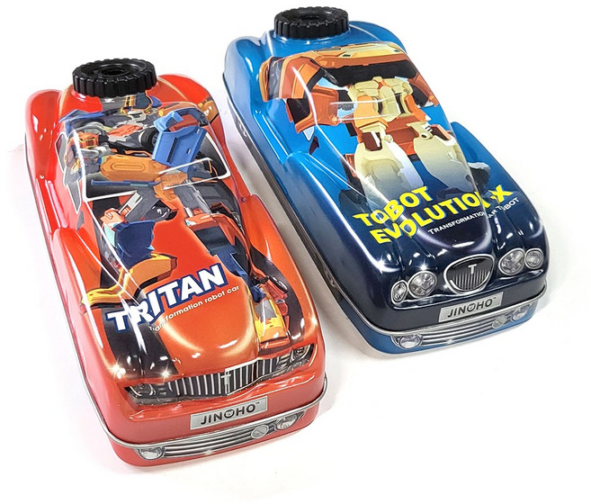 또봇 자동차 연필깍기 틴필통 초등 아동 어린이 캐릭터 필통, 파랑