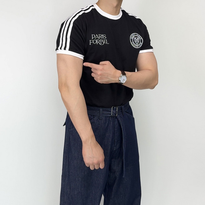 남자 머슬핏 반팔 티셔츠 링거티 헬스 짐웨어