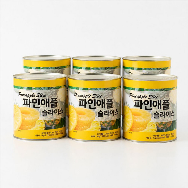 파인애플 슬라이스, 3kg, 6개
