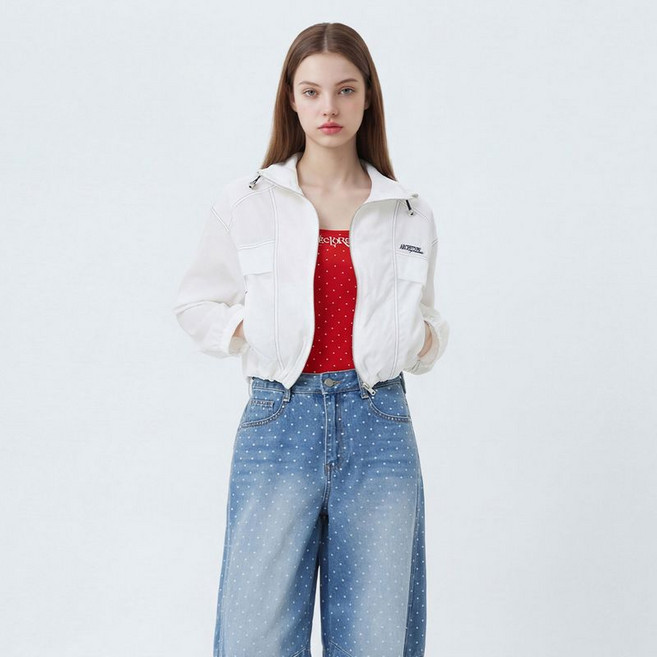 에고이스트 배색 스티치 후디 숏점퍼 ES2TZ401