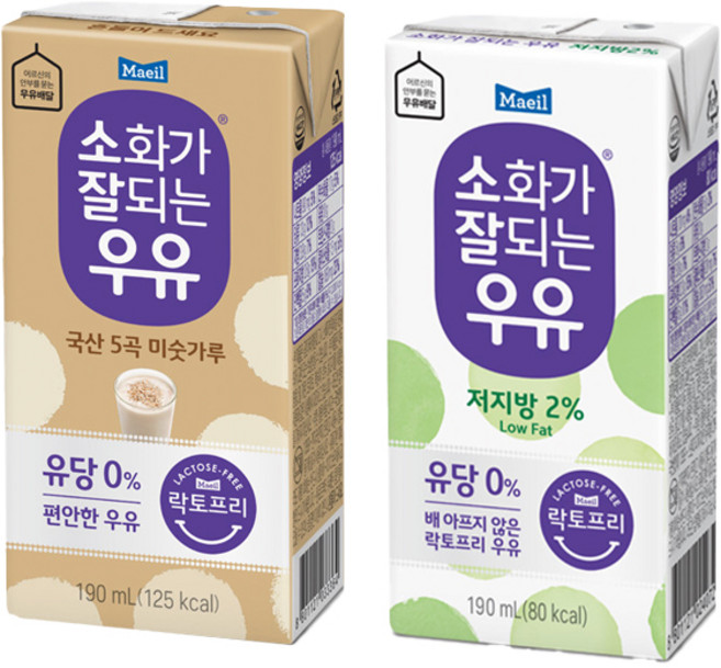 매일 소화가잘되는우유 락토프리(미숫가루6+저지방6)무배, 12팩, 190ml