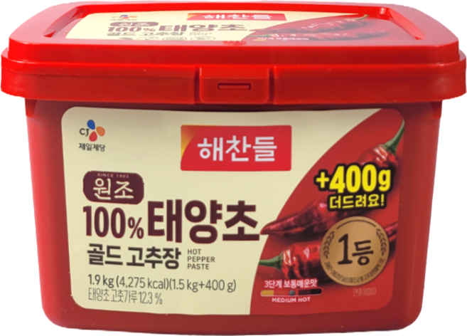 해찬들 맛있게 매운 태양초 골드 고추장, 1개, 1.9kg