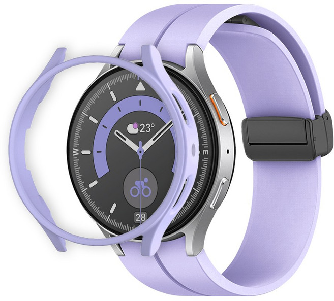 티엑스엘엑스 갤럭시 워치 D버클 실리콘 스트랩 보호 케이스 세트, 라일락, 1개