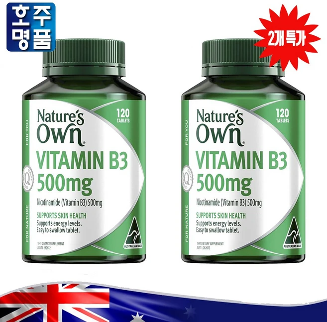 네이처스 온 하루 한 알 비타민B3 500mg 2통, 2개, 120정 - 쿠팡